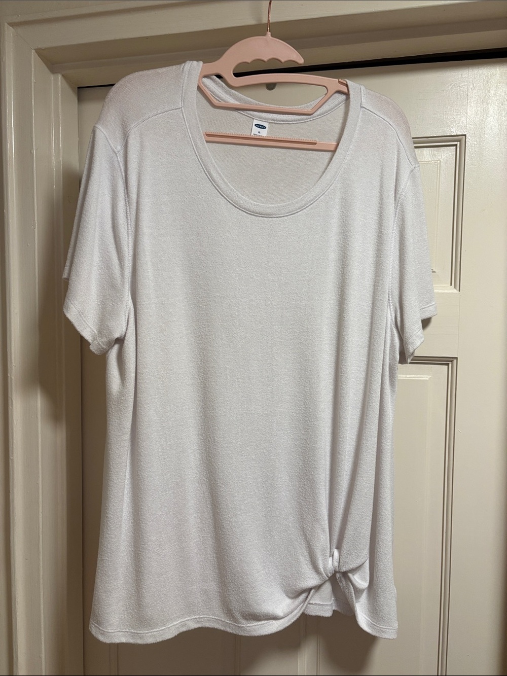 Old Navy Cream Short Sleeve Knot Front Tee